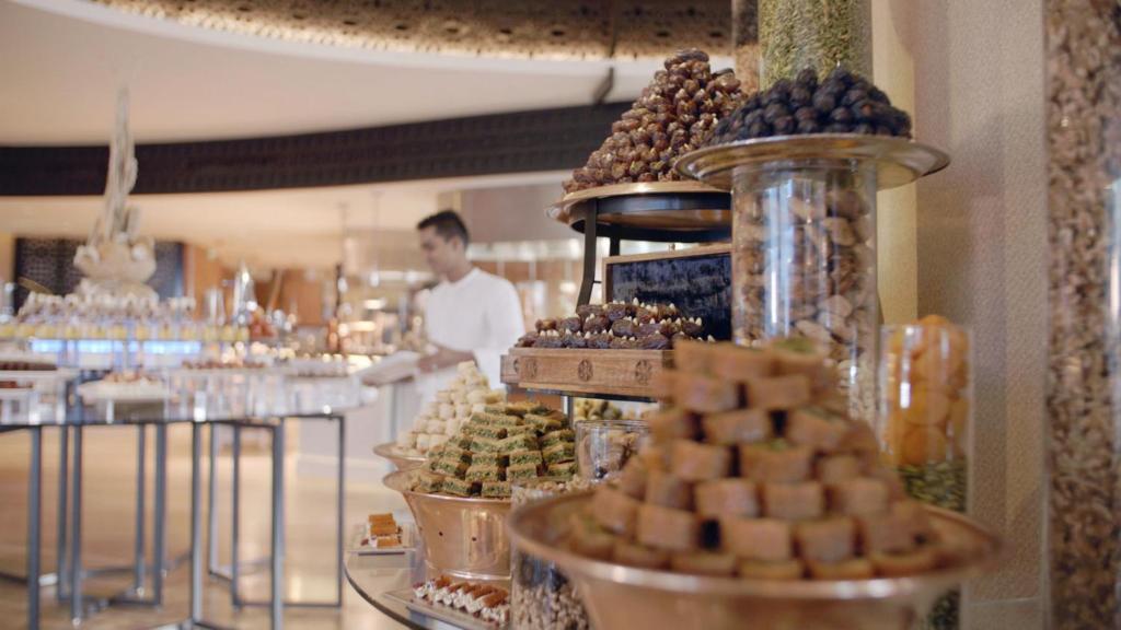 A buffet of sweets and pastries at the resort restaurant